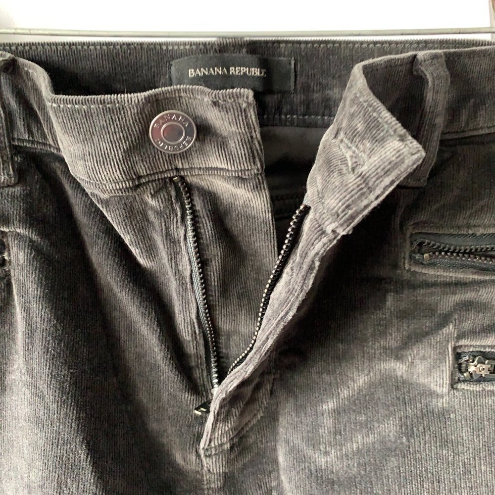 Banana Republic Women's Charcoal Zip Pocket Skinny Ankle Carduroy Pants Size 30 - Picture 8 of 13